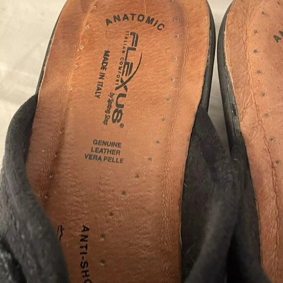 Flexus By Spring Step Italy Vera Pelle Slip On Slides Size - 9.5-10 USA. Black - Picture 7 of 11